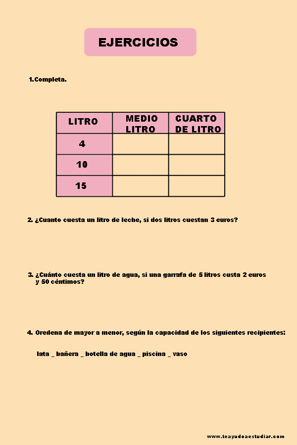 ejercicio de litros