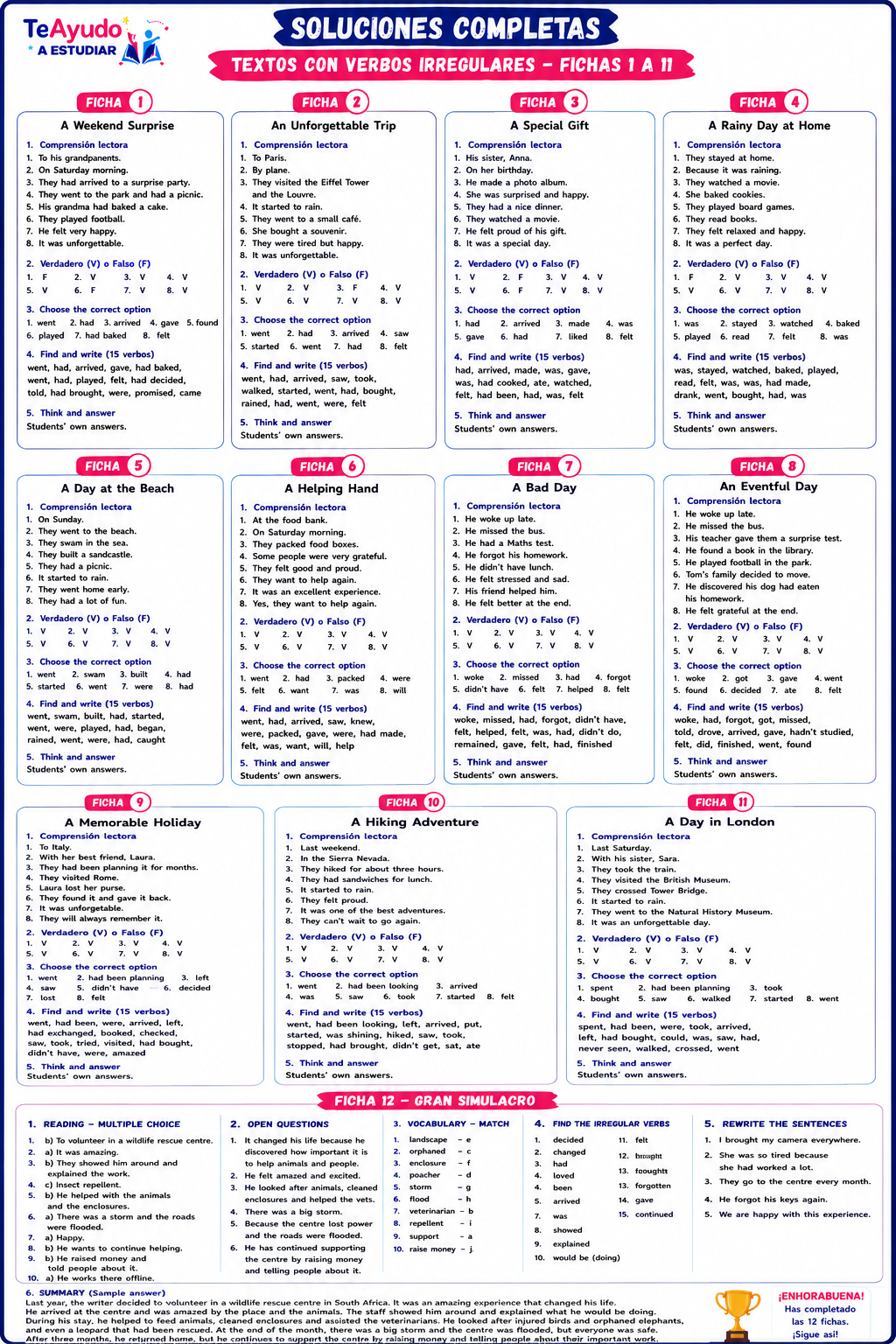soluciones cuaderno B2 verbos irregulares